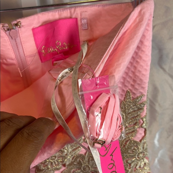 Lilly Pulitzer Strapless Dress in Pink with Gold Accents - Picture 2 of 7